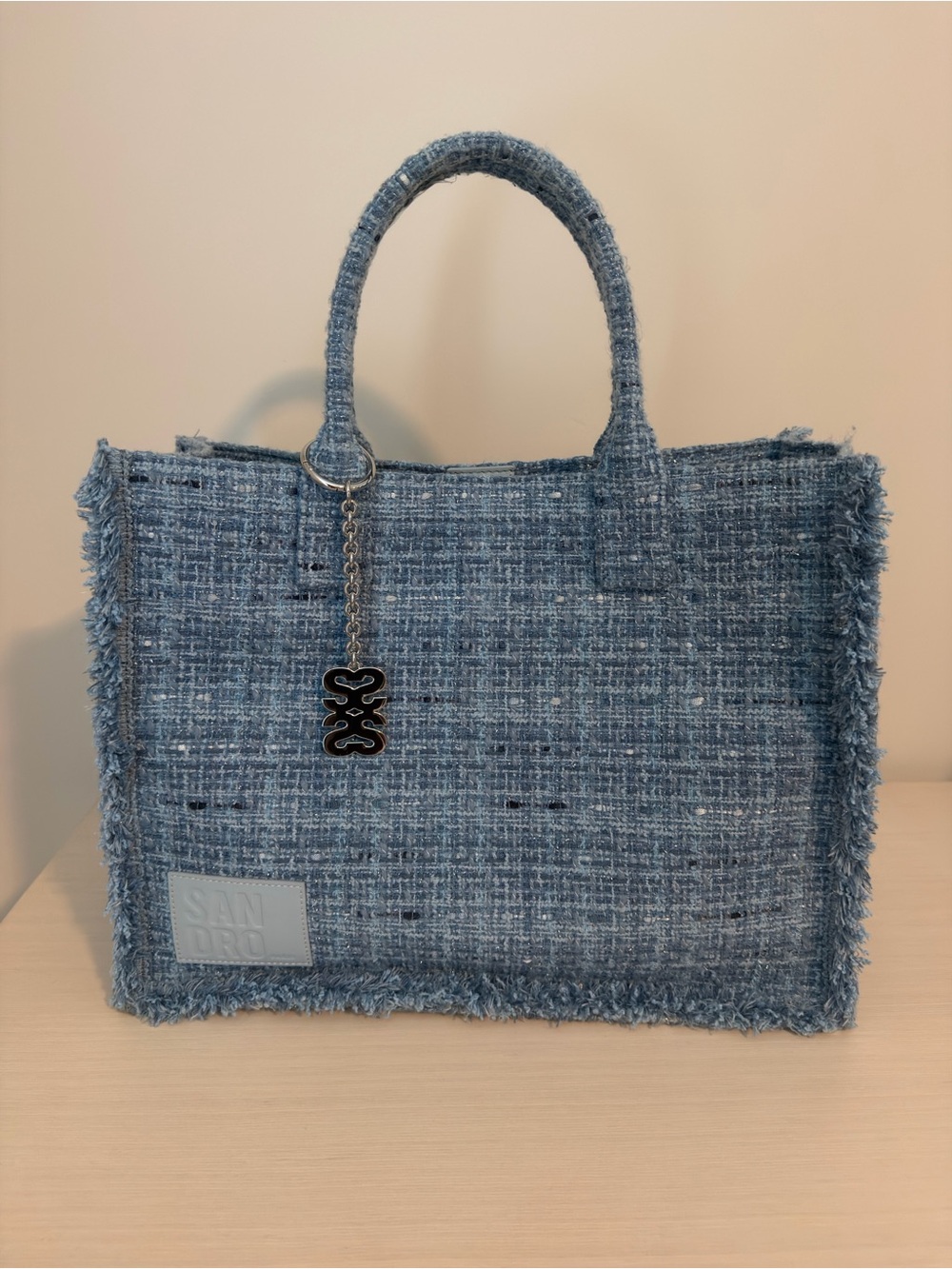 SANDRO PARIS Kabash Tweed Tote Bag with Charm